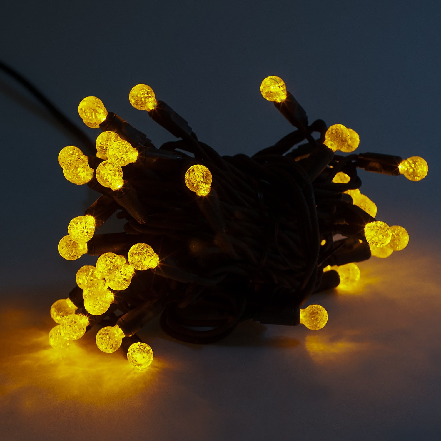 50 LED String Lights, waterproof IP67, G12, yellow, black wire yellow