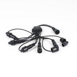 5-way power tap, connector, IP67 waterproof, black, universal