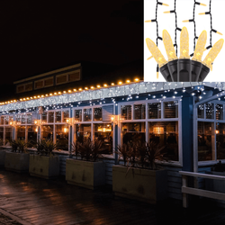 LED Icicle Lights, warm white, waterproof IP67, black wire