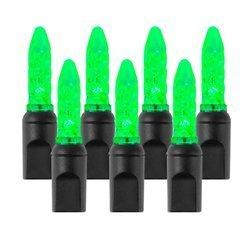 50 LED String Lights, waterproof IP67, M5, green, black wire